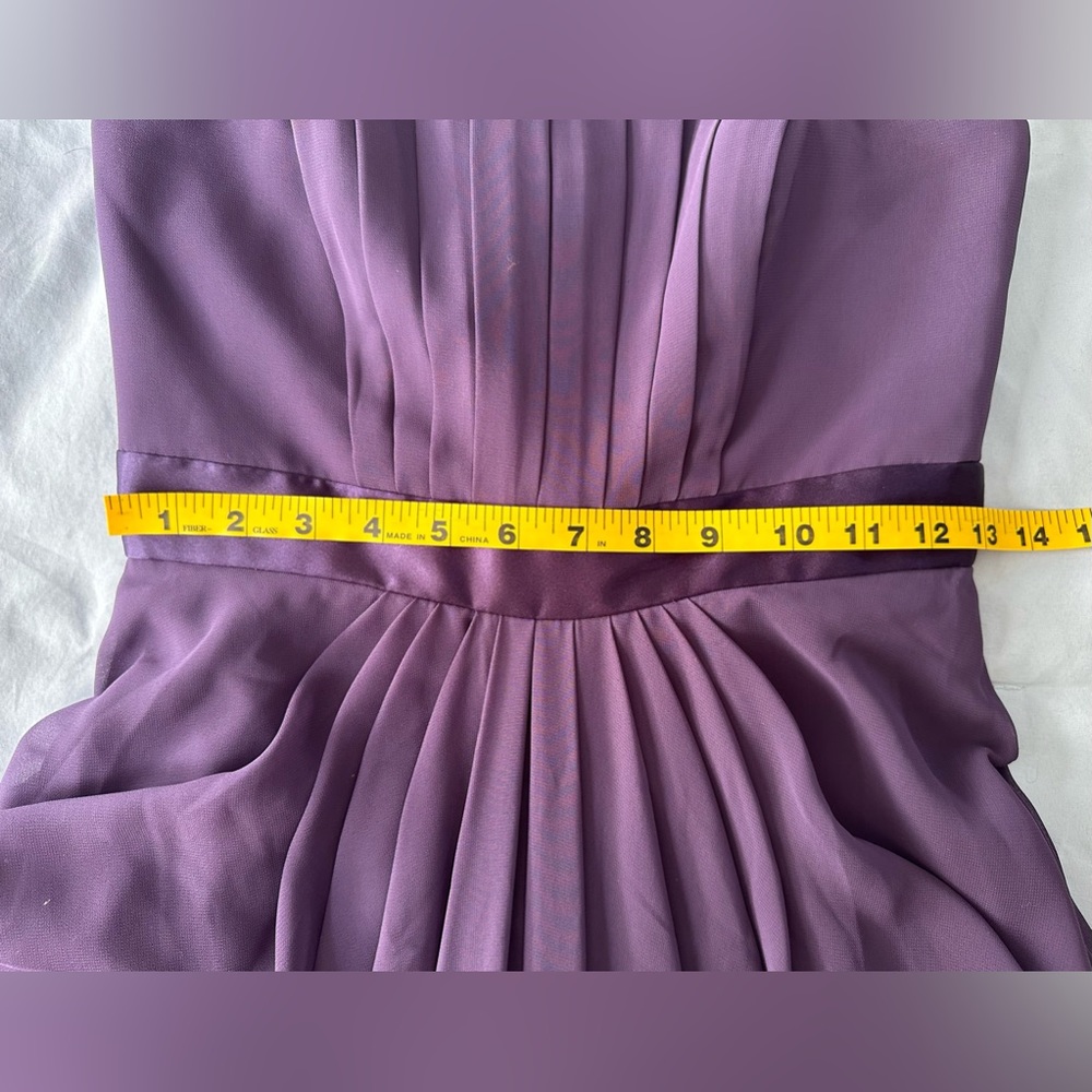 David’s Bridal•strapless pin-tuck gown•size 2P•polyester•lined•dusty plum/purple - Picture 6 of 12